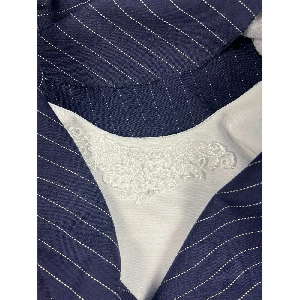 Style Setter Fashions Skirt Suit Womens XL Navy Pinstripe Pearl Button Vintage